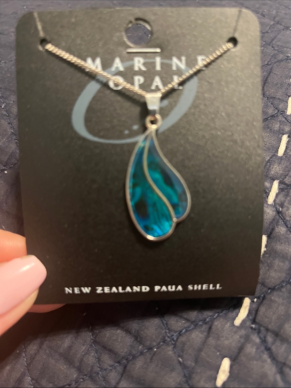 Blue Paua Shell Teardrop Necklace
